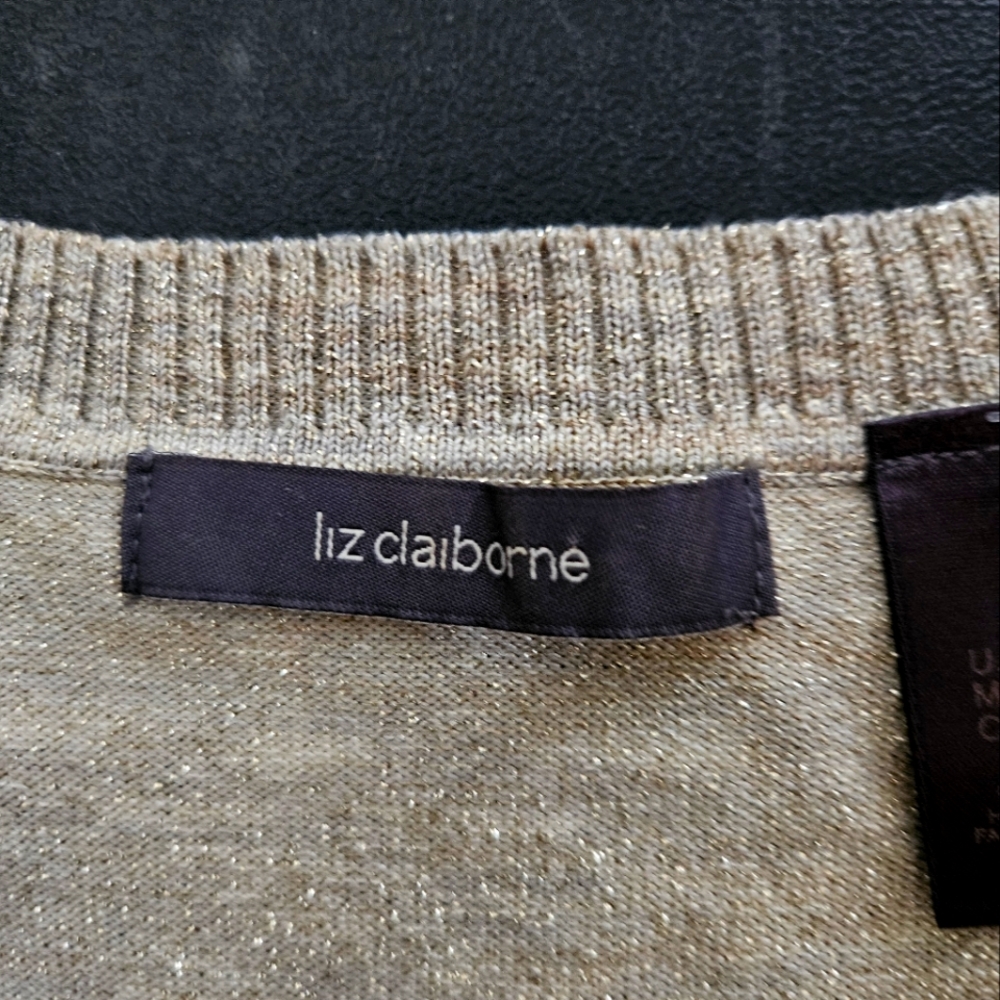 Liz Claiborne Metallic Taupe Knit Top